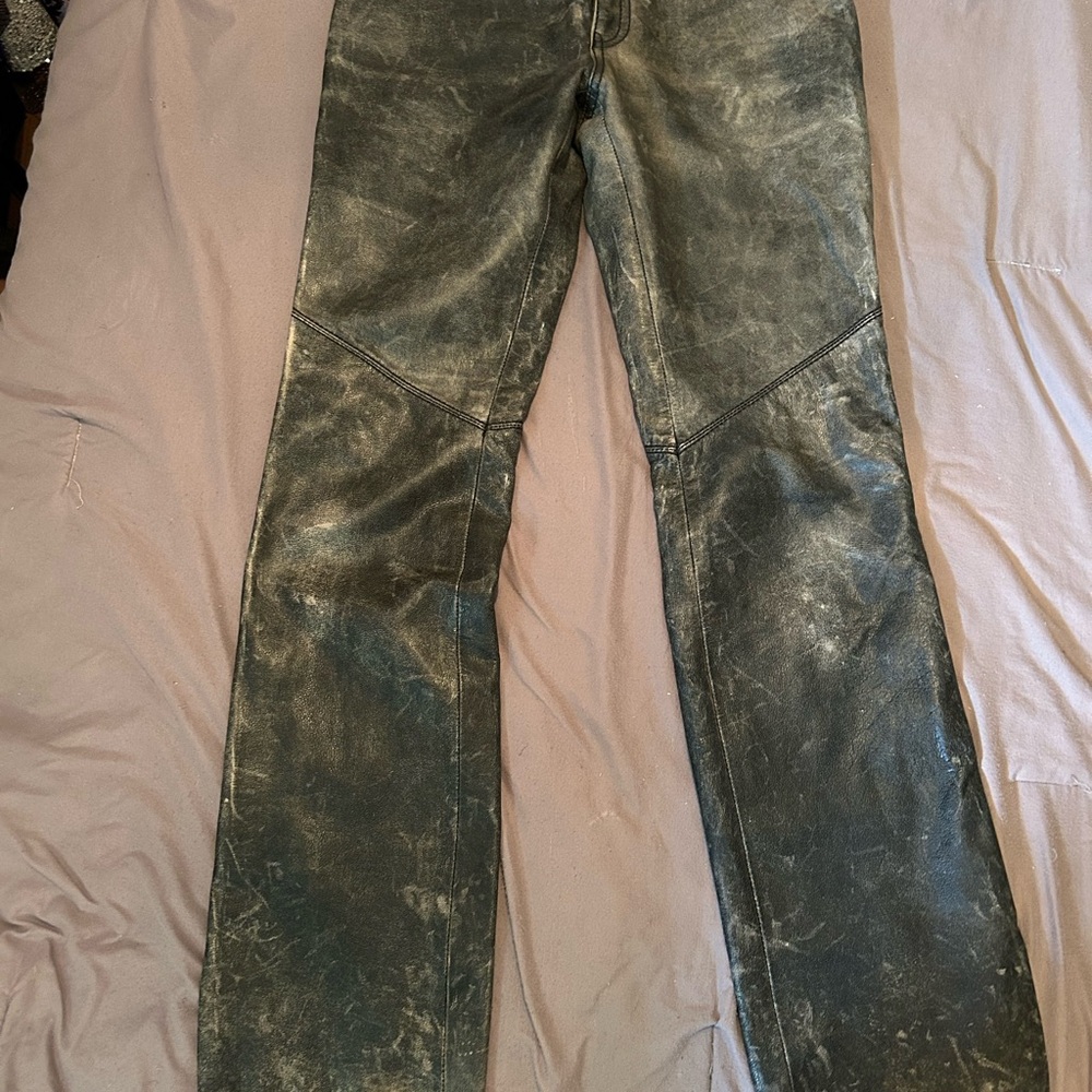 Harley-Davidson Distressed Black Leather Motorcycle Pants